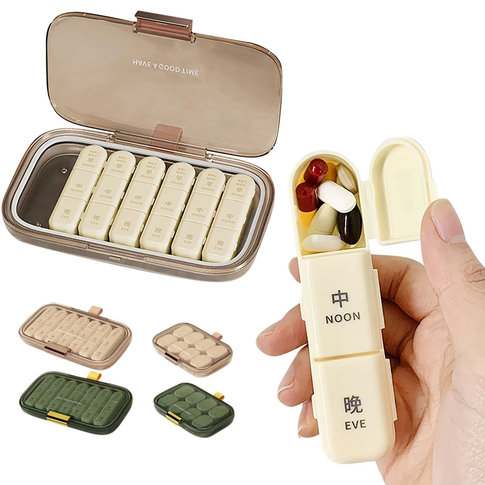 Weekly Travel Pill Dispenser Removable Separate Container Moisture-Proof Portable for Vitamins Fish Oil Dietary Supplements