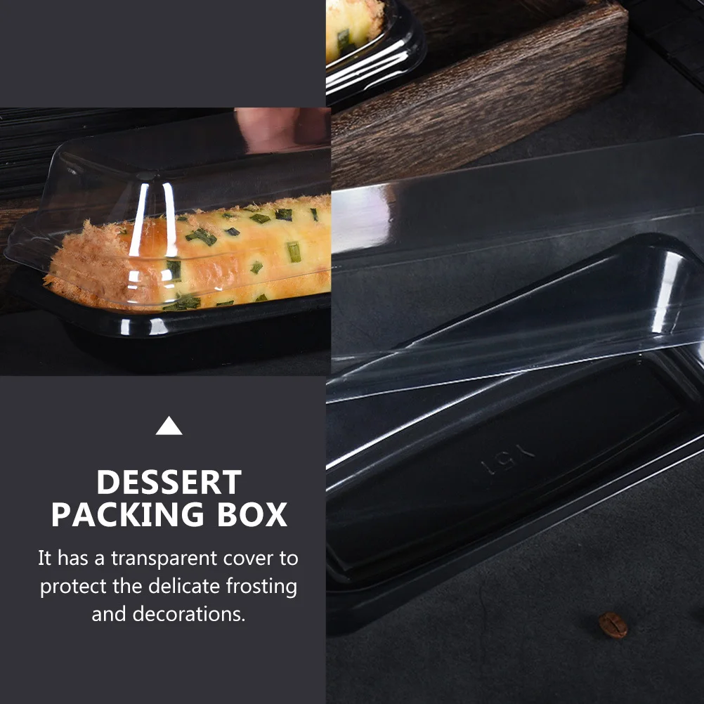 

16Pcs Transparent Cake Box Bread Container Black Resealable Lid for Muffins Desserts Pastries Cake Box Pastry Case