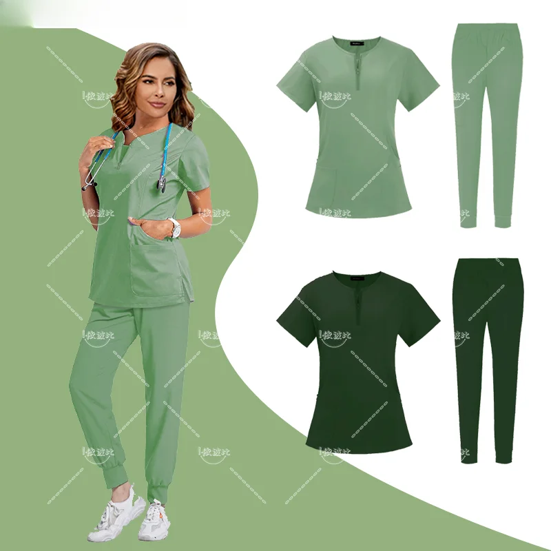 Unisex manga curta enfermeira uniforme, Medical Scrubs conjuntos, Multicolor, Hospital, Doutor, Workwear, Oral, Dental, Cirurgia