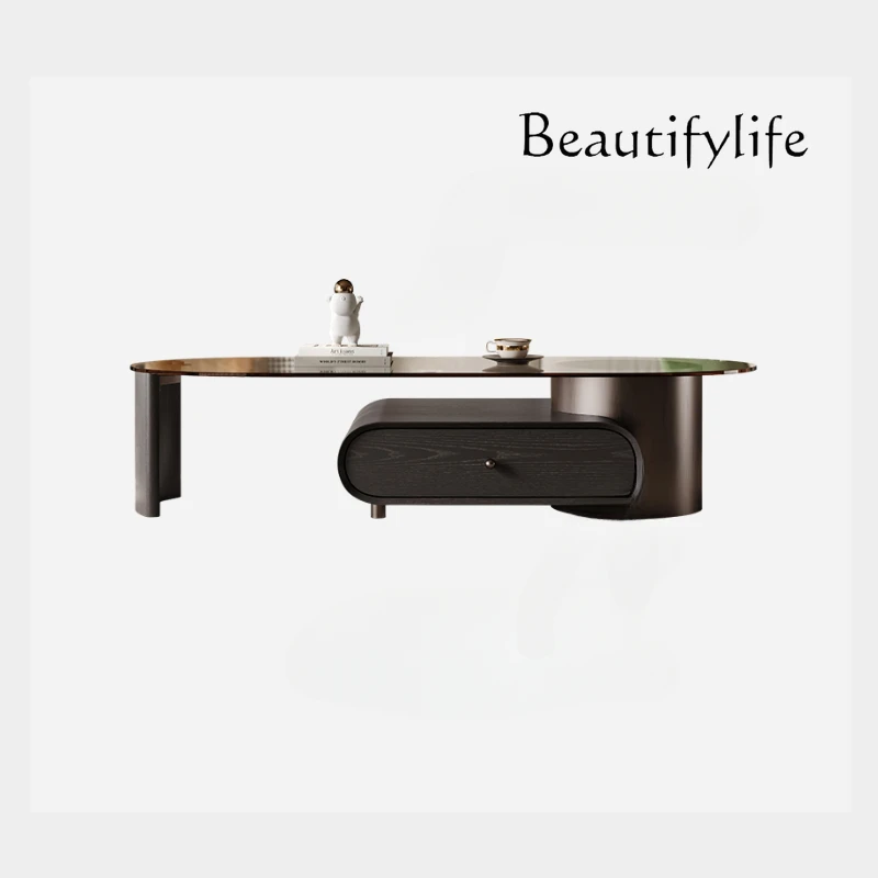 

Italian Minimalist Tempered Glass Coffee Table High-Grade Living Room Home Retractable Rotating Small