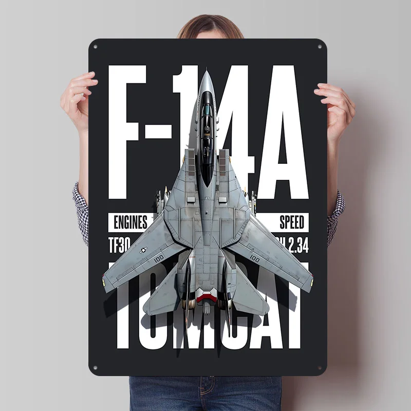 F-14A Tomcat Metal Poster Custom Wall Art Retro Vintage Tinplate Signs for Gaming Room Decoration Garage Wand Deko Desk Decor