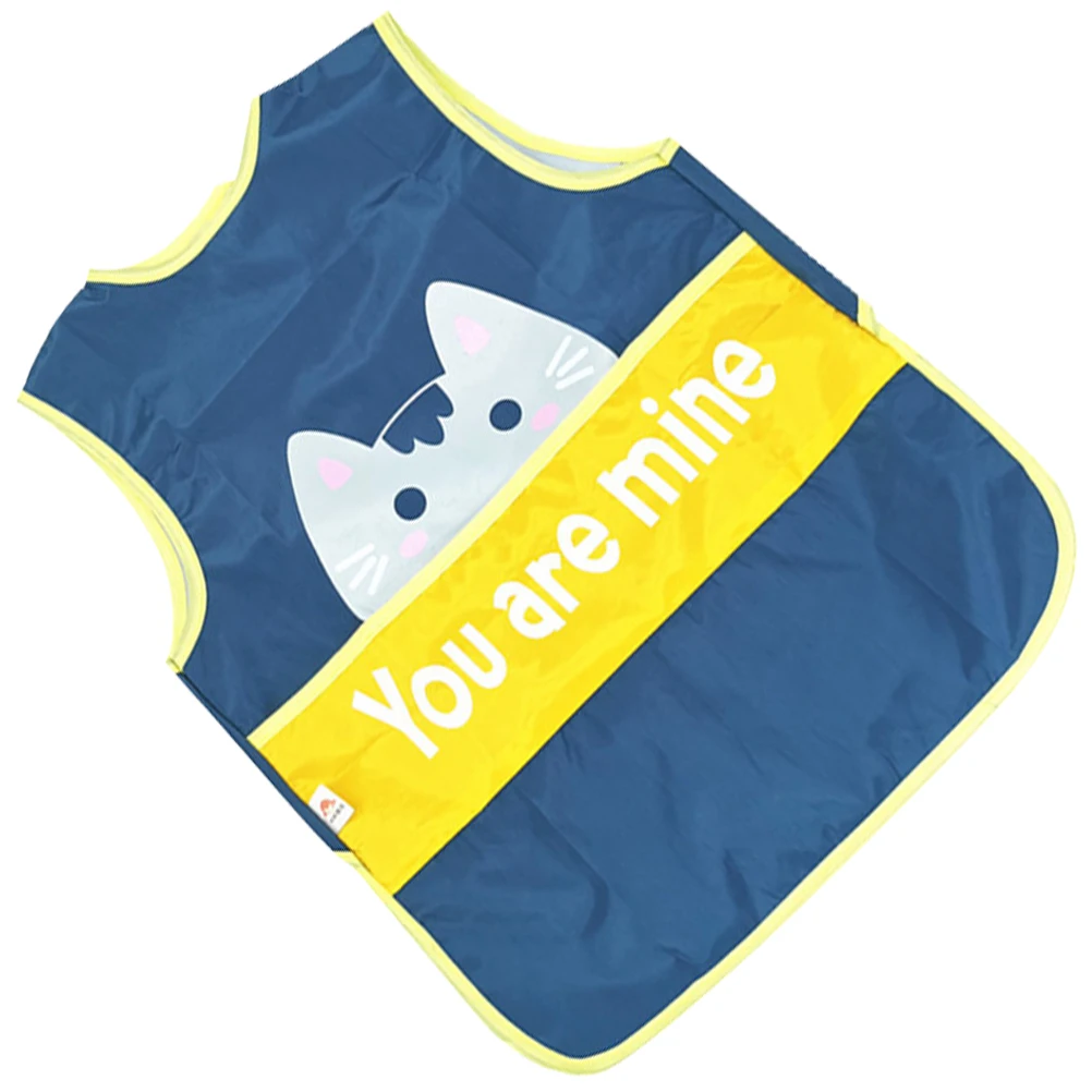 

Waterproof Kids Aprons Sleeveless Smock Baby Eating Clothes Food Clothing Blue Reusable Cartoon Design Painting Cooking