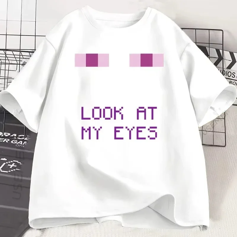 Enderman Eyes Game T-shirts Funny Design Women Short Sleeve T Shirt Casual Round Neck Loose Graphic Tees Harajuku Clothes