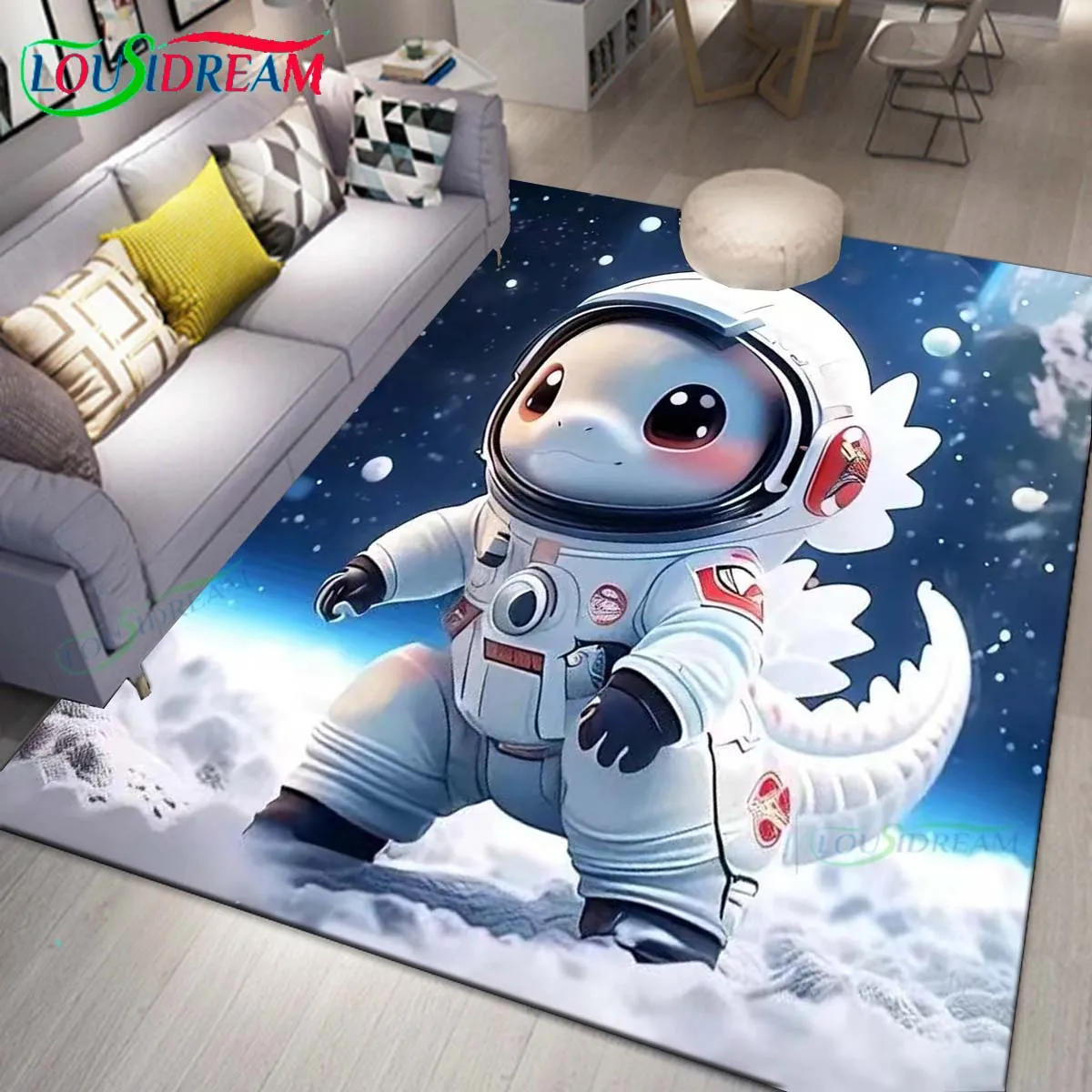 Astronaut Dream Universe Spaceman 3D Outer Space Cartoon Carpet LargeAreaRugsforLivingRoomBedroomDecorNon-SlipBedroom Floor Mat