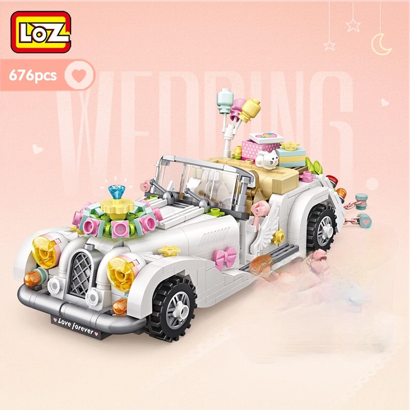 LOZ-bloques de construcción de coche de boda para niños y niñas, MINI bloquesde ladrillo, creativo, bricolaje, regalo, juguete pequeño, heilicopter,