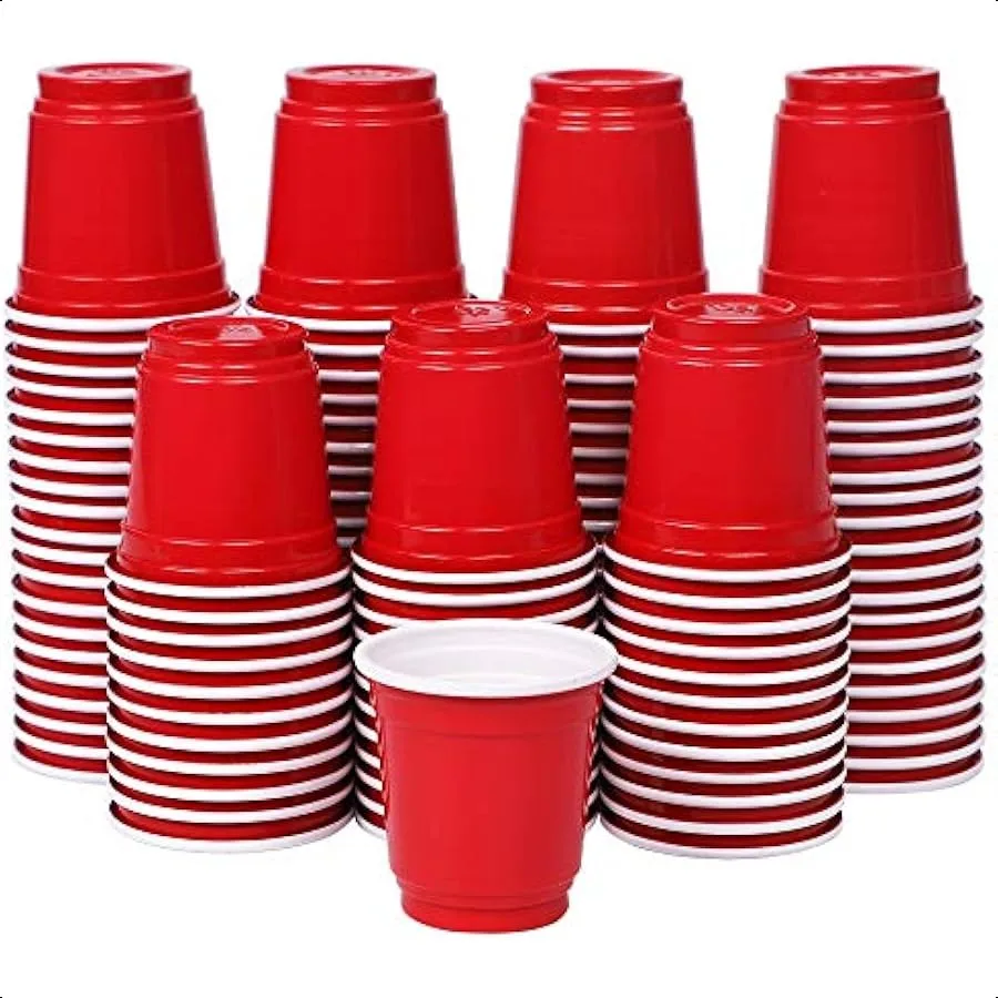 أكواب صغيرة للاستعمال مرة واحدة 120 قيراط 2 أونصة، أكواب حفلات بلاستيكية حمراء صغيرة لألعاب الحفلات والمناسبات