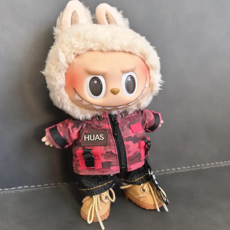 Für 15/17 cm Labubu Puppe Mini Kleidung Camouflage Anzug Zubehör Windjacke Overalls Jeans Winddichte Jacke Kleidung