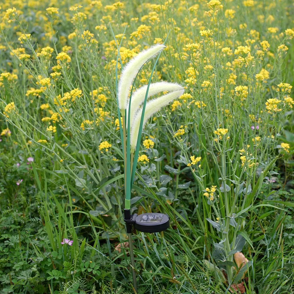 

1PC 3head solar powered dog tail grass plug-in light, suitable for courtyards, gardens, lawns, camping, outdoor decoration
