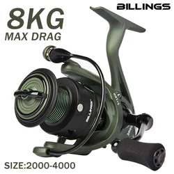 BILLINGS Spinning Reel,5+1 BB Ultra Smooth Powerful Spinning Fishing Reel With Aluminum Spool,17.6LBs Max Drag,5.2:1 Gear Ratio