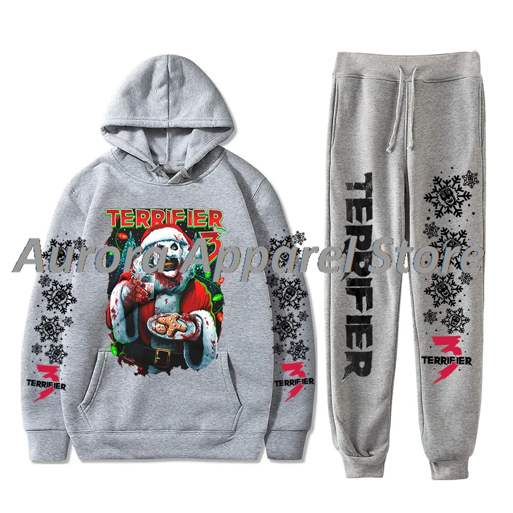 Terrifier 3 Milk and Carnage Hoodies Jogger Pants Set Women Men Fashion Streetwear Sweatshirts
