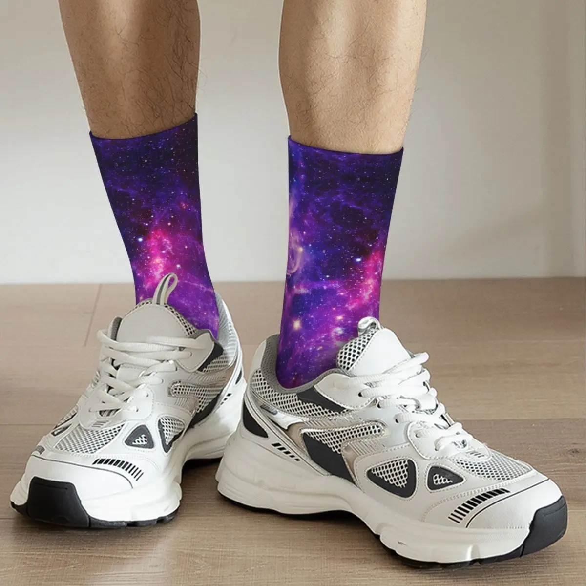 Cool Space Bursting Galaxy Basketball Socks Polyester Middle Tube Socks for Unisex