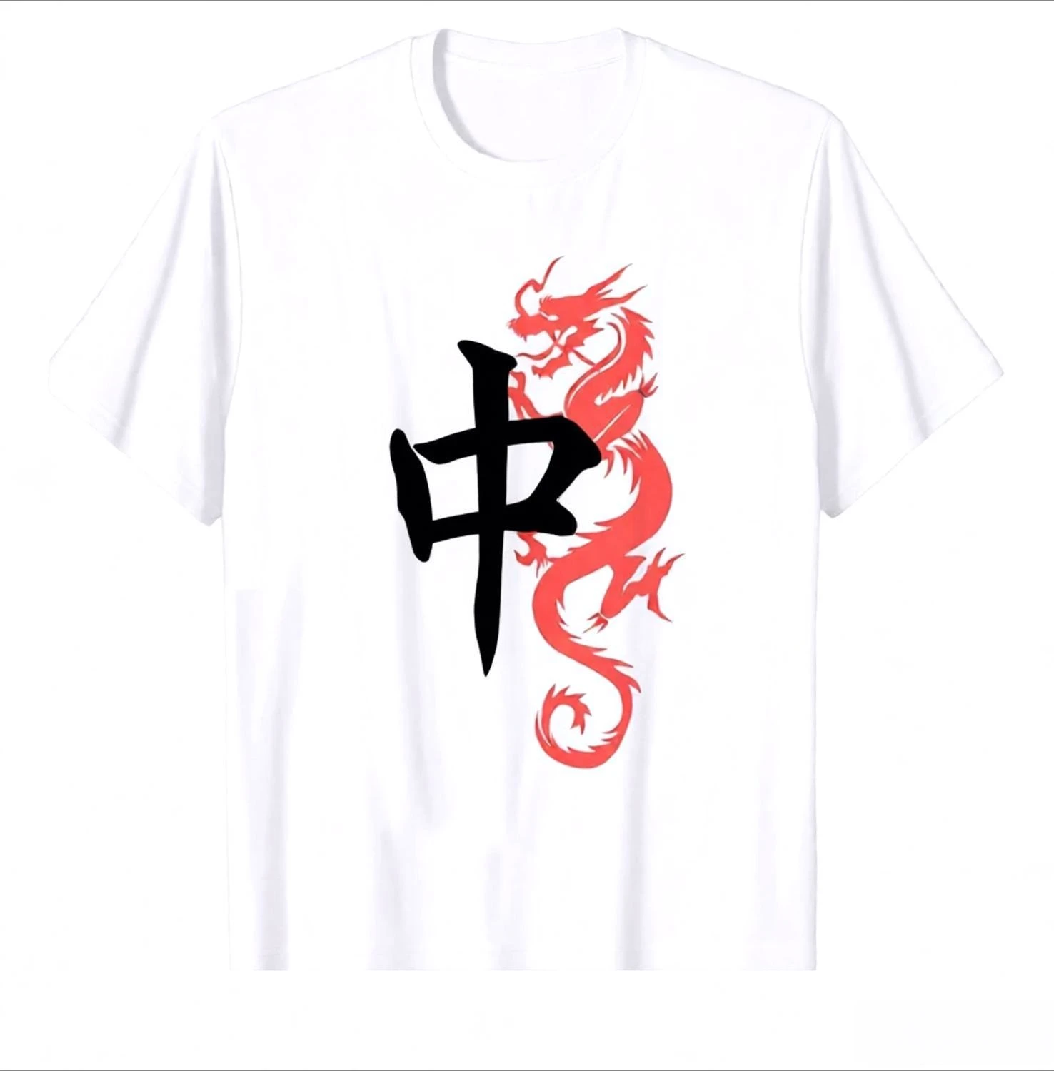 Red Dragon Tile Mahjong T-Shirt Print Original Design Gifts Clothes Casual Individuality Funny Summer Y2k Oversized Streetwear