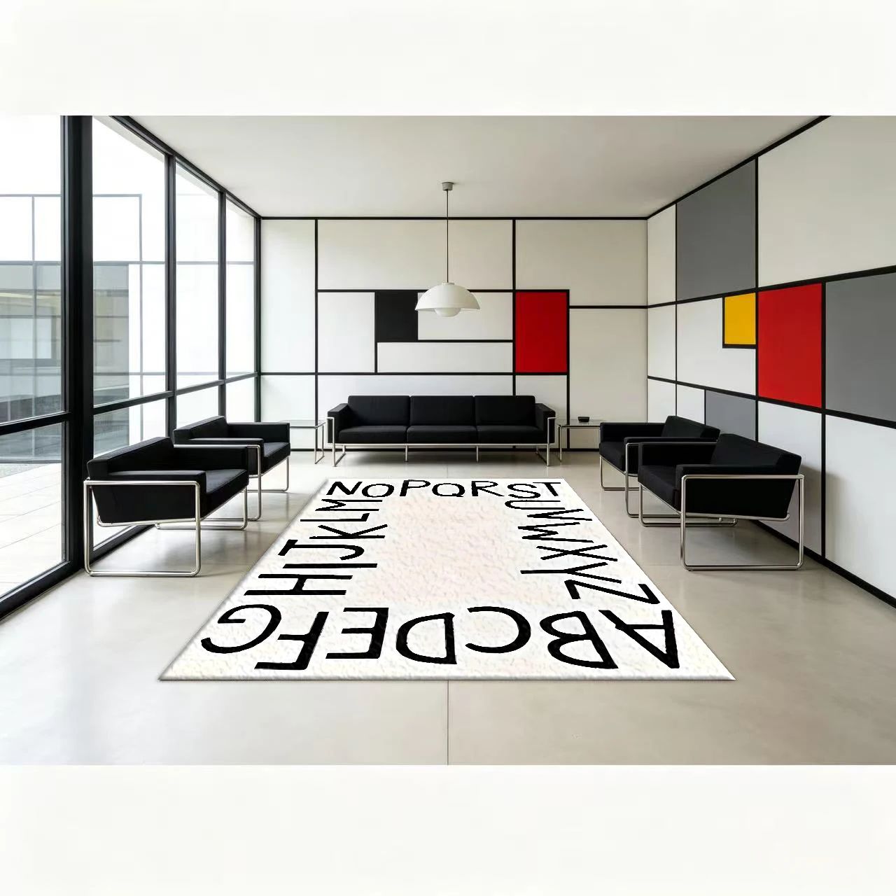Hand-Painted Alphabet Carpet Abc Educational Learning Floor Rug for Kids Bedroom Playroom