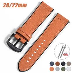 Leather Silicone Strap 20mm 22mm Soft Rubber Watch Band Quick Release Bracelet Sport Waterproof Universal Replacement Wristband