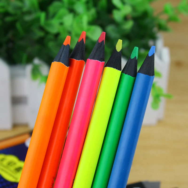 6 Pcs/set Hot Sale MARCO 9205B 6 Colors Fluorescent Color Lead  Pencil Multifunctional Thicken Marker Pencil