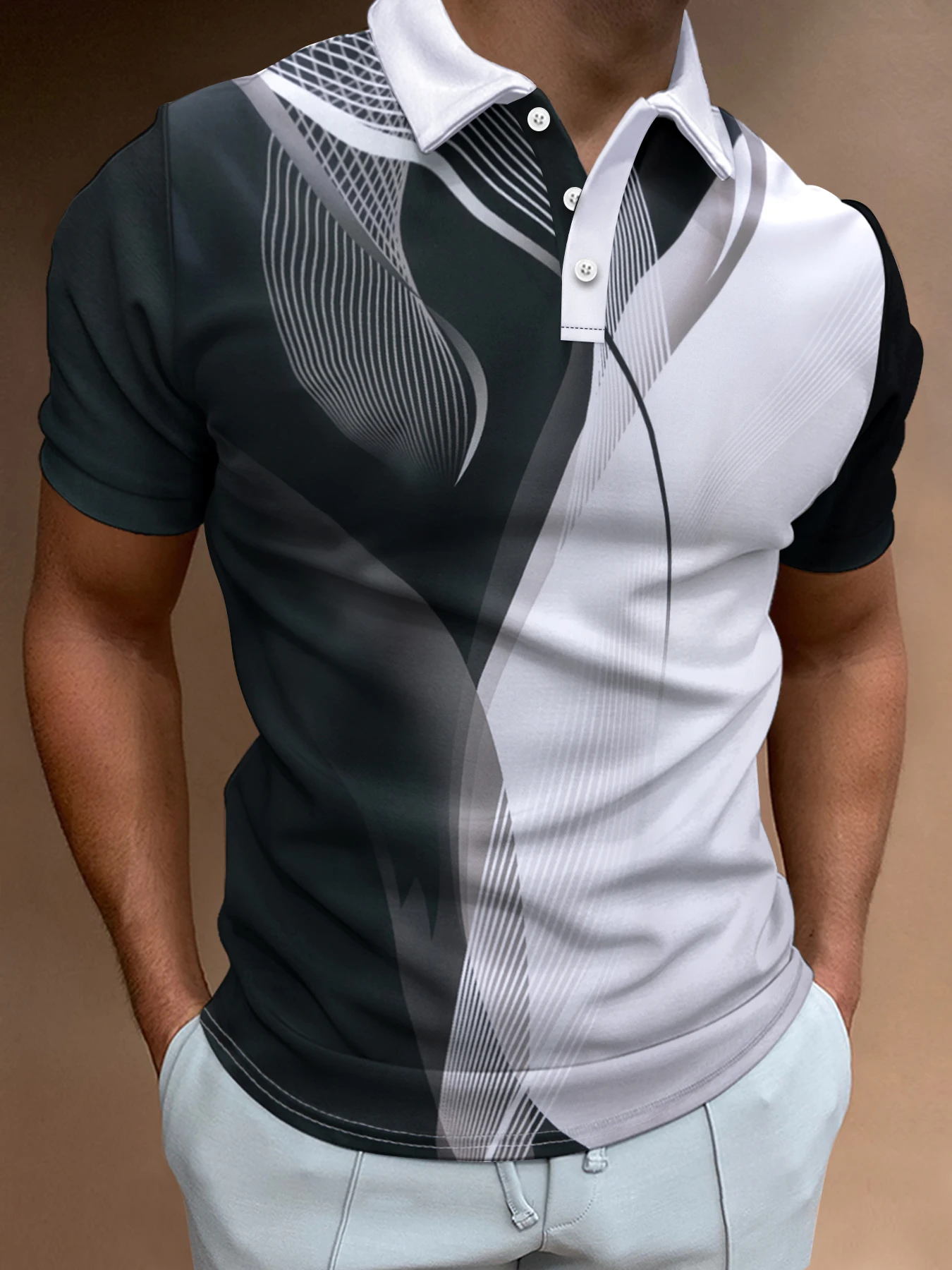 

Men's new style printed collar polo shirt