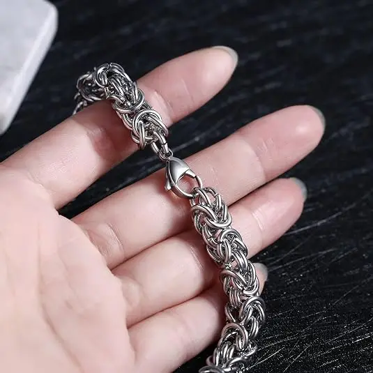 925 Pure Silver Hip-Hop Braided Necklace, Handcrafted. Suitable for Both Men and Women. A Classic and Exquisite Jewelry Gift for Her/Mother/Friend. for Halloween, Christmas Holiday Parties, Valentine's Day, Birthday.