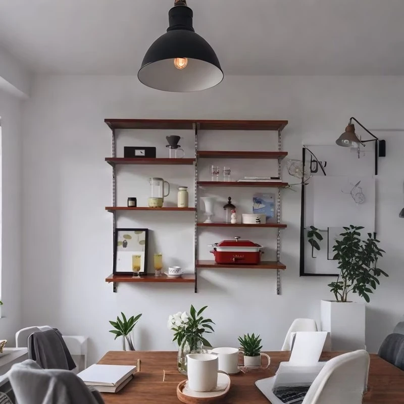 Wall storage rack movable track bookshelf wall hanging bookcase living room baffle shelf one word board simple wall