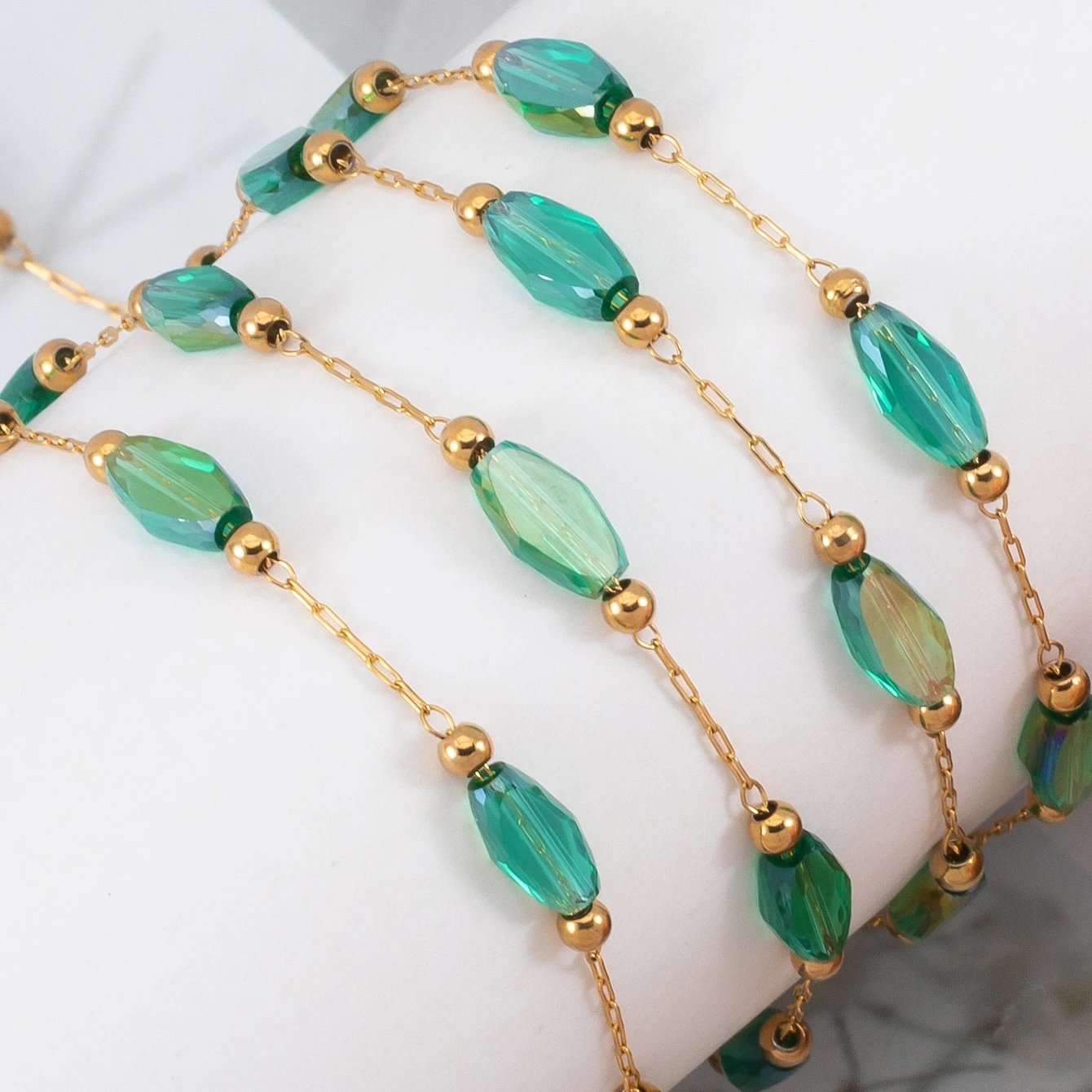 

1Meter Crystal Stone Stainless Steel Beads Chains for Necklace Bracelet Jewelry Making DIY Accessories