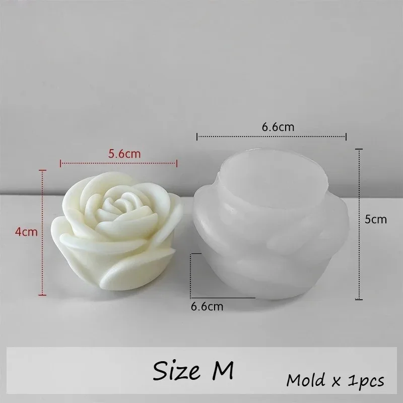 Mehrgrößen 3D Romantische Rosen-Silikonform DIY Kerzen- und Seifenherstellungswerkzeug Hochzeitstorten-Dekoration Perfektes Valentinstagsgeschenk – Detail 8