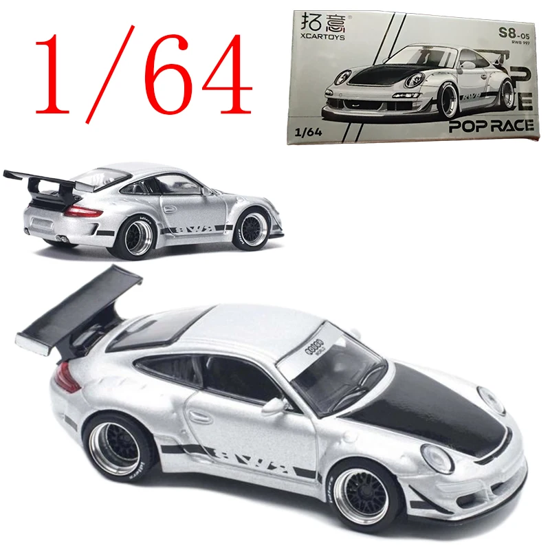 

POPRACE Литая под давлением модель автомобиля Porsche из сплава в масштабе 1/64 Porsche RWB997 Play с подарком, оригинальная коробка игрушечных машин
