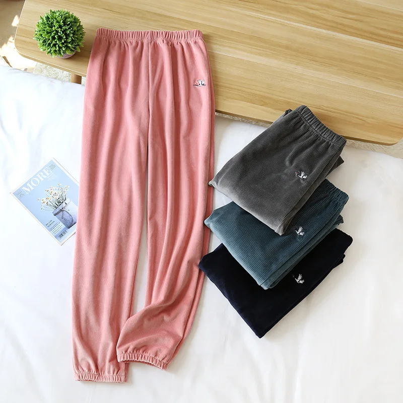 Thicken Warm Pants Island Velvet Pajamas Women's Flannel Sleepwear Pant Autumn And Winter Nightwear Pijama Sleeping Trousers