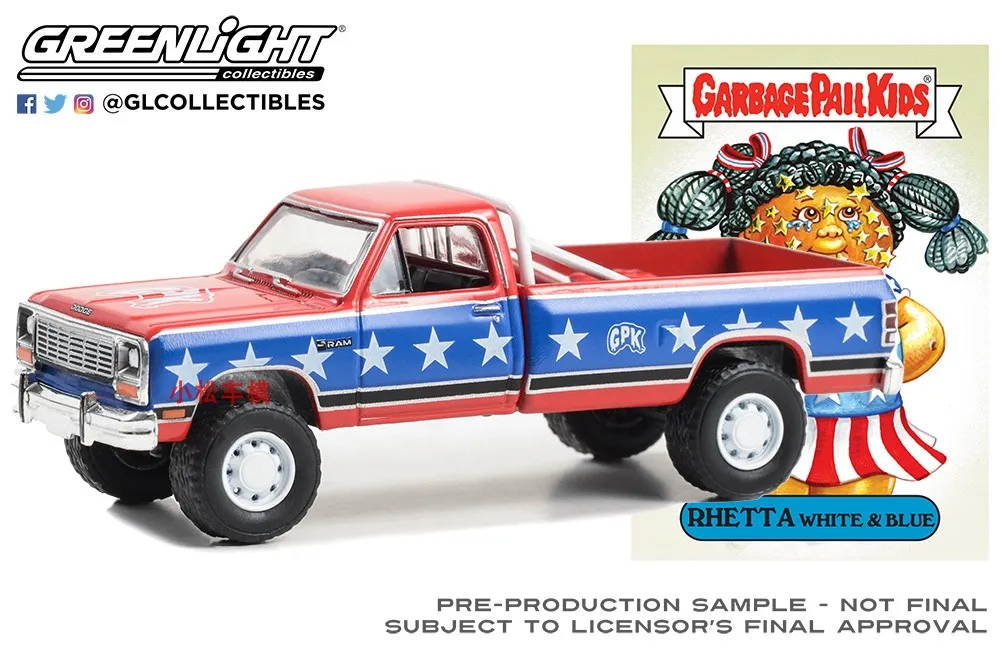 

Зеленый свет 1:64 Rhetta White and Blue-1985 Dodge Ram D-250, Коллекционная игрушка, небольшой подарок, модель, настенная подвеска