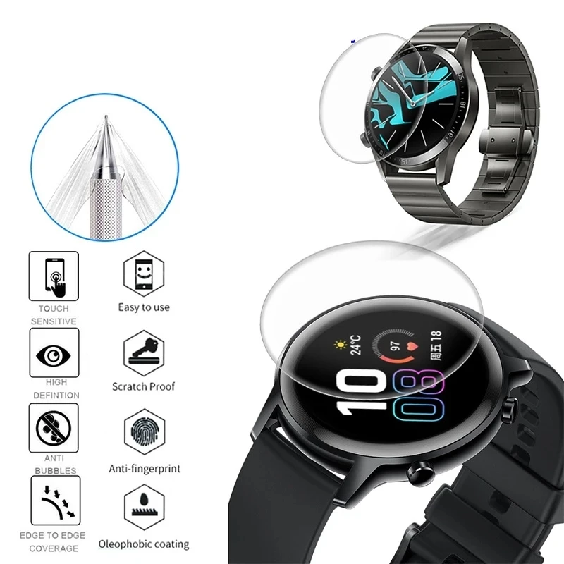 1-5pcs 9D Curved Hydrogel Film For Huawei Watch GT 2 Pro 2E 42MM 46MM Smartwatch Screen Protector Not Glass Huawei GT 3 Pro 43mm