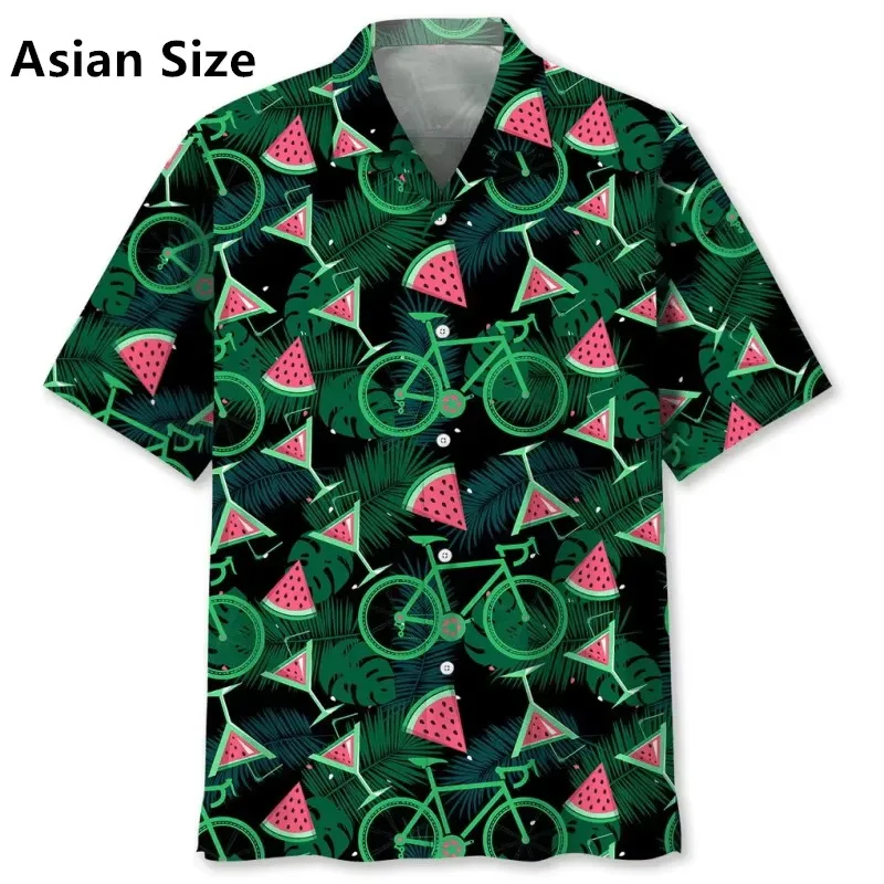 Men's Bike Cycling Flower Hawaiian Shirt Summer Casual Short Sleeve Button Up Beach Shirts Blouse For Men Full Print Aloha Shirt