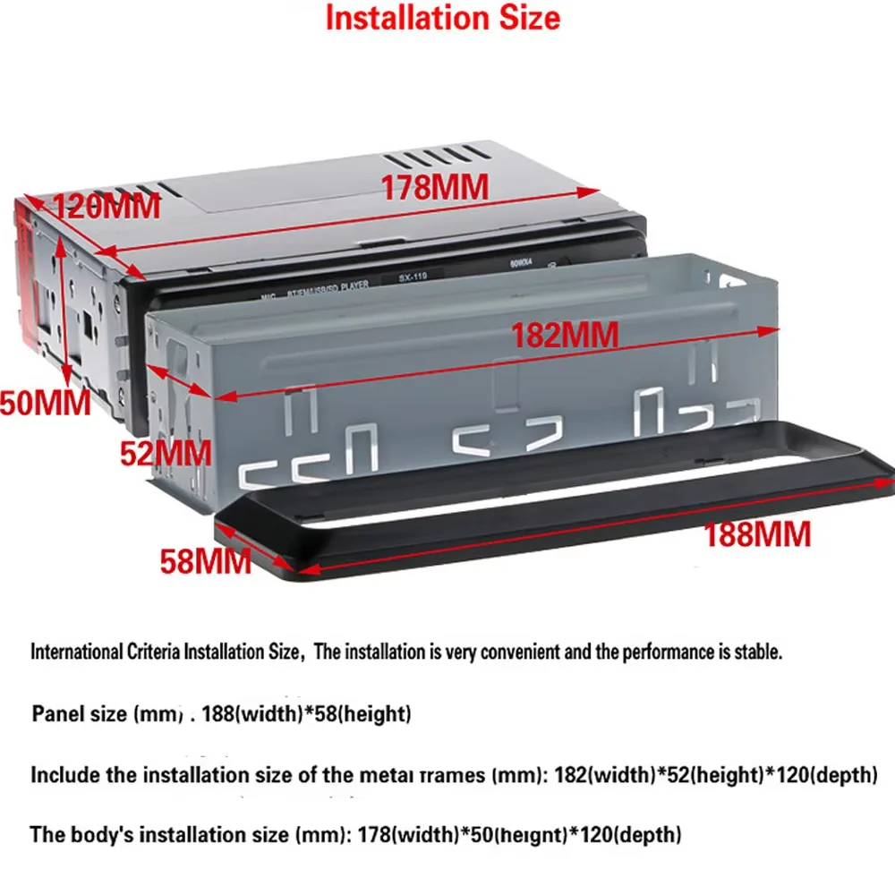 راديو السيارة العالمي 1 Din مع جهاز التحكم عن بعد مشغل MP3 بلوتوث حر اليدين ستيريو الصوت الموسيقى USB SD FM AUX المدخلات 12 فولت #5