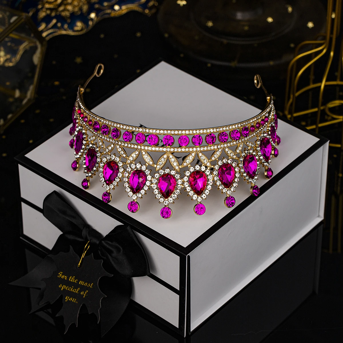 الوردي الأميرة على غرار تاج كلاسيكي Waterdrop الغلاف الجوي كريستال العصابات الشعر المرأة هيربيسي الزفاف إكسسوارات الشعر مجوهرات