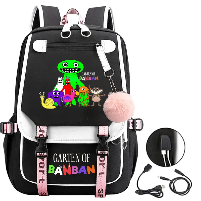 Game Garten Of BanBan Print Backpack with USB Charging Port Anime BanBan Cosplay Bookbag Gift Students Laptop Bag School Mochila