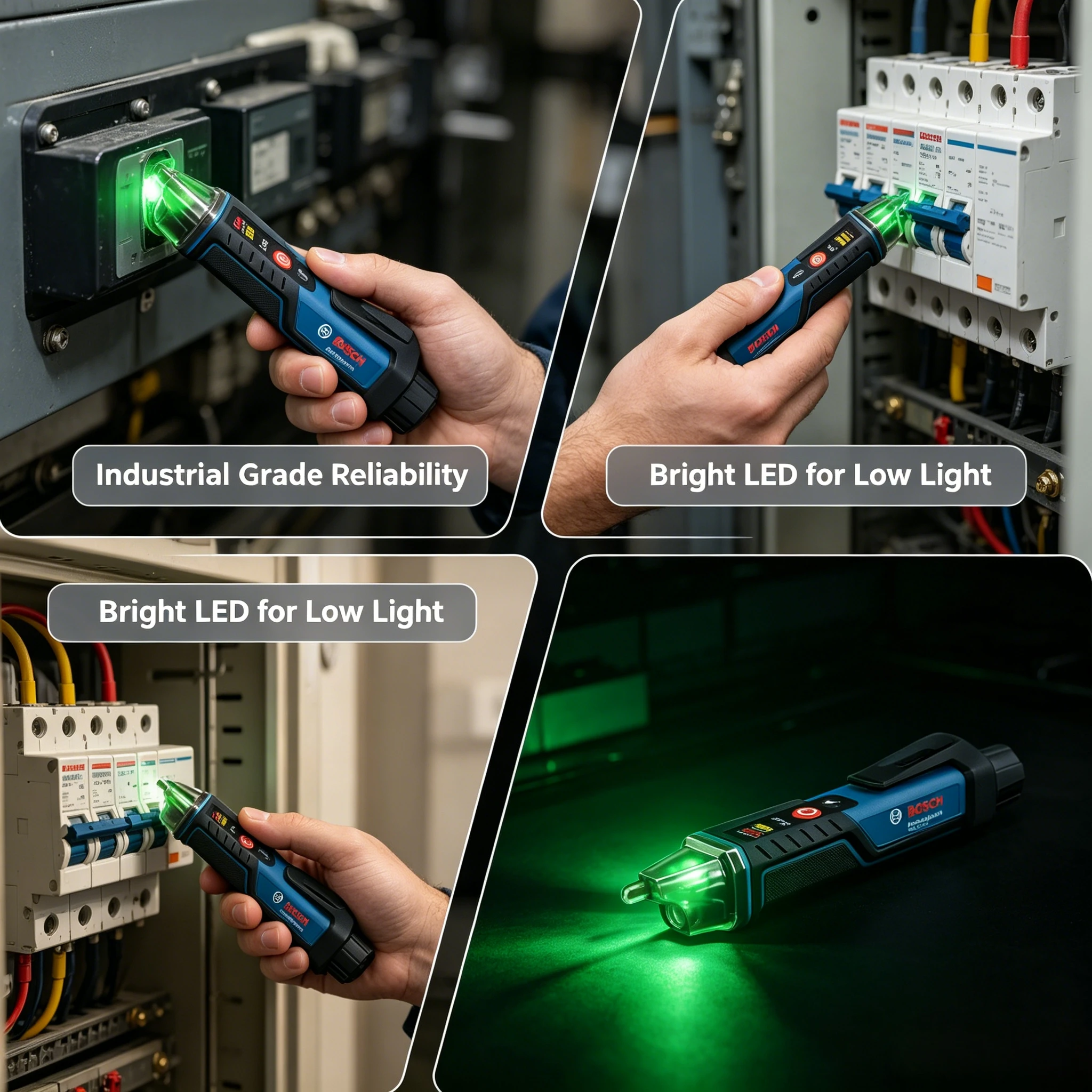 

Professional BOSCH GVD 1000-17 Live Cable Tester Pen Shockproof Body Visual Light Indication Wiring Detector