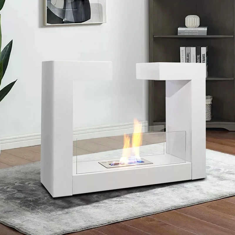 Nordic alcohol fireplace real flame living room simple heater custom TV cabinet background wall decorative ethanol stove view 4
