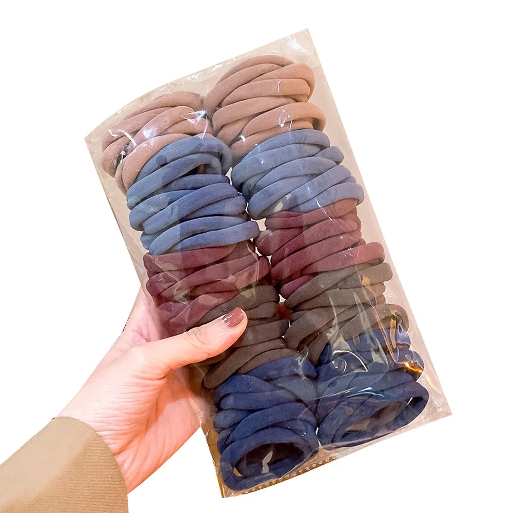 

100PCS/SET Hair Leagues Girls Don't Hurt Hair Cord Wholesale Leather Band Parent-child High Elastic Hair Accessories