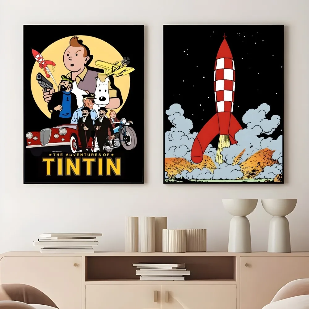 Funny The Adventures Of T-tin-t-tins Poster Sticky Wall Art Printing Waterproof Home Living Bed Room Bar Aesthetic Decor