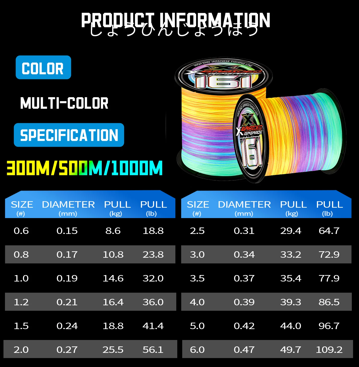 Neue YGK G-Soul 16-fach geflochtene Karpfen-Multifilament-Schnur 300/500/1000M – Superstark, langlebig, glatt, japanische 100% PE Angelschnur – Detail 1