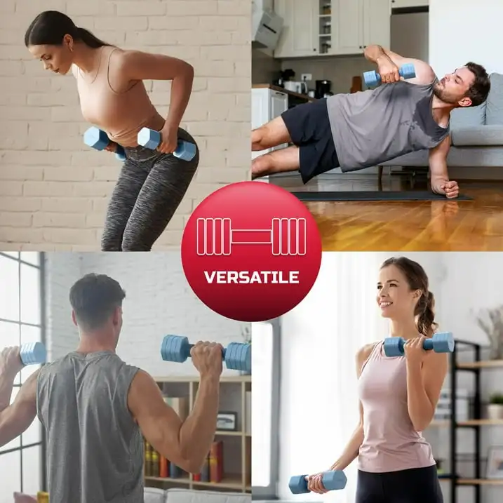 Mancuernas ajustables 4 en 1, pesas de mano para gimnasio en casa, azul, 2 paquetes