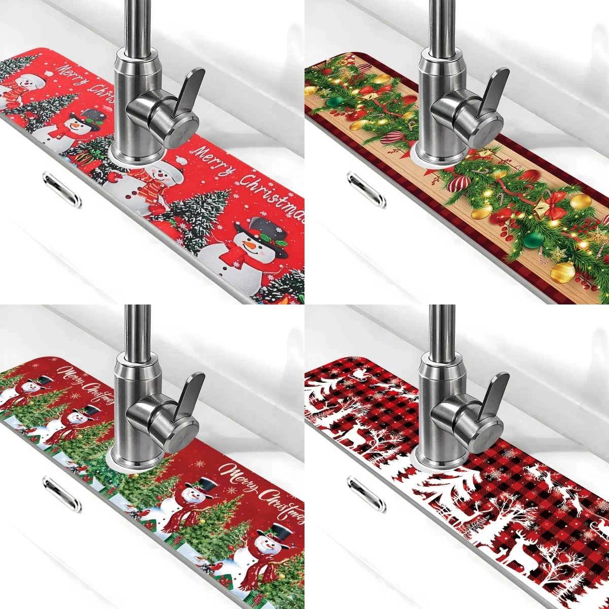 VIKAMA Weihnachts-Wasserhahn-Pad, saugfähiges Pad für Waschbecken-Wasserhahn. Frohe Weihnachten, Heimdekoration, 2025, Küchengeschenk