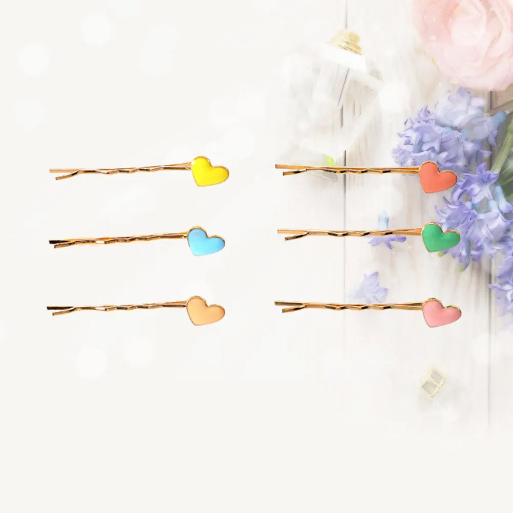 

6 Pcs Heart Hair Clip Clip Bobby Pins Accessories Women Party Elegant Alloy Alloy Bobby Pin Stylish Hairpins for Girls