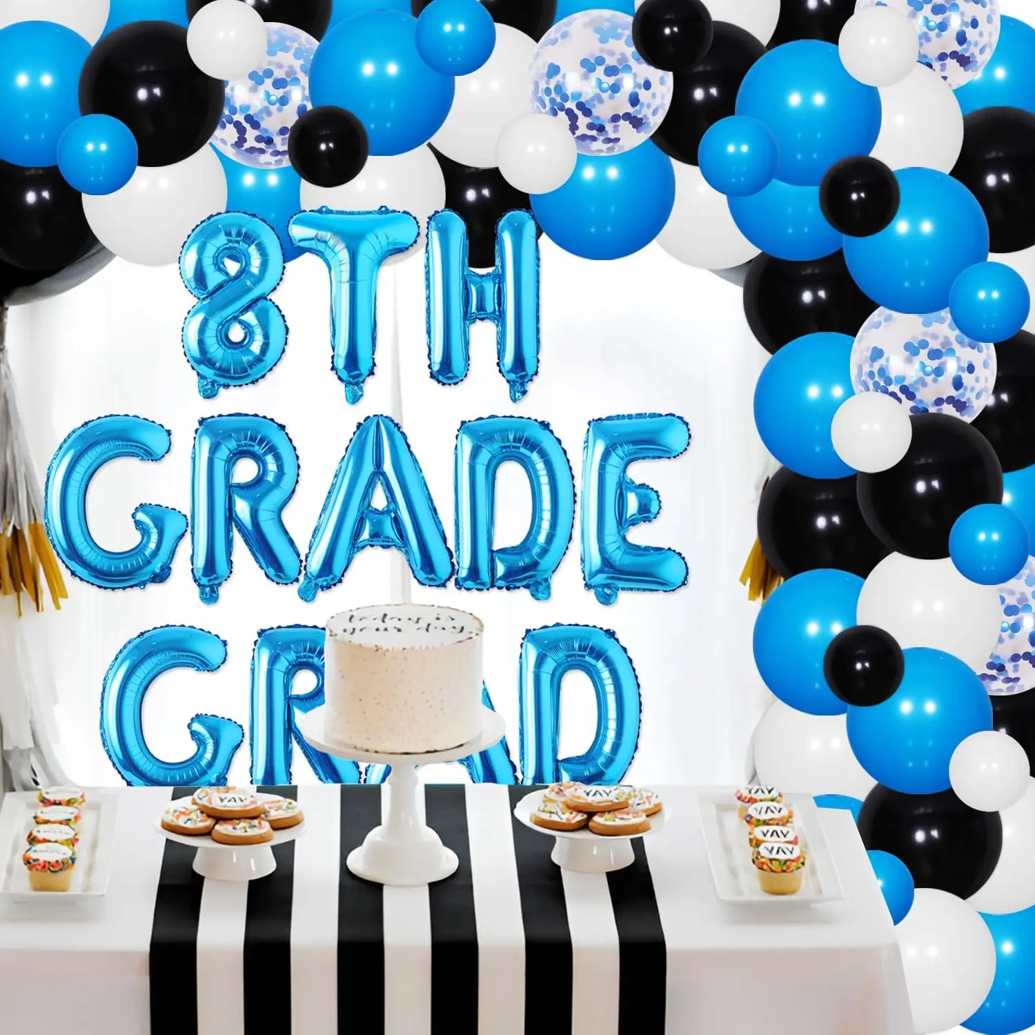 88Pcs Blue Blue Graduation Decoration - 8th Grade Graduation Balloon Arch Garland Kit 2024 8th Grade Graduation Party