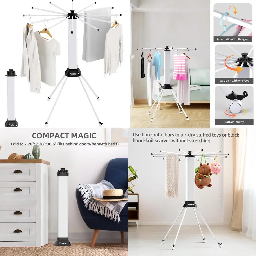 

Large Capacity Foldable Collapsible Drying Rack with 4-Leg Octopus Design for Space Saving Indoor Clothes Drying
