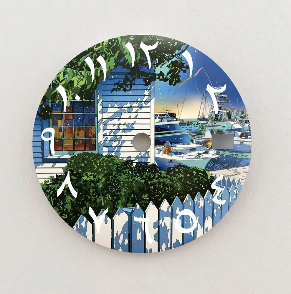 NH35 Dial Ocean Beach Dial 28.5mm Arabic Numerals Dial Fit NH35/NH36 Movement Watch Parts Replacement Accessories Custom Dial