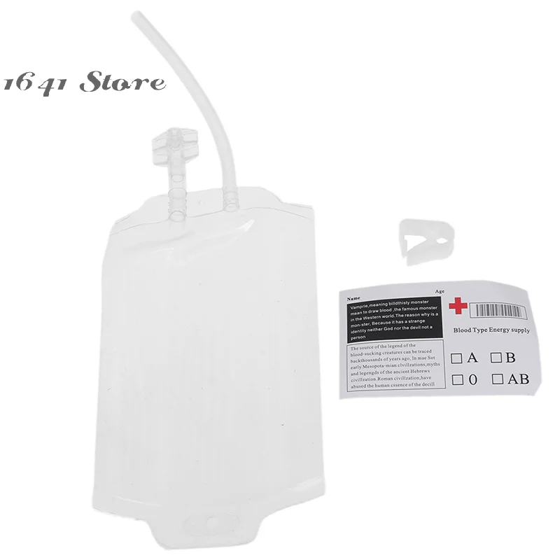 1 bolsa médica reutilizable de PVC para bebidas energéticas en sangre, accesorios para bolsa de vampiro para Halloween, 350ml