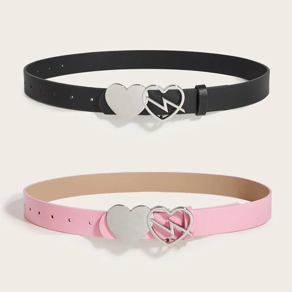 

Fashion Versatile Leather Belt Luxury Design Y2K Love Heart Buckle Belt Punk Rock Belt