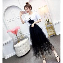 Short Sleeve Mature Skirt 2 Pieces Sets for Women Kawaii Vacation 2024 New Matching Formal Event Clothing Luxury Woman Outfit