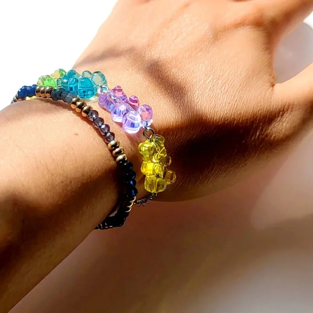 Simple Cartoon Trend Rainbow Gummy Bear Ins Colorful Gummy Bear Women's Jelly Colorful Girls Bracelet Jewelry