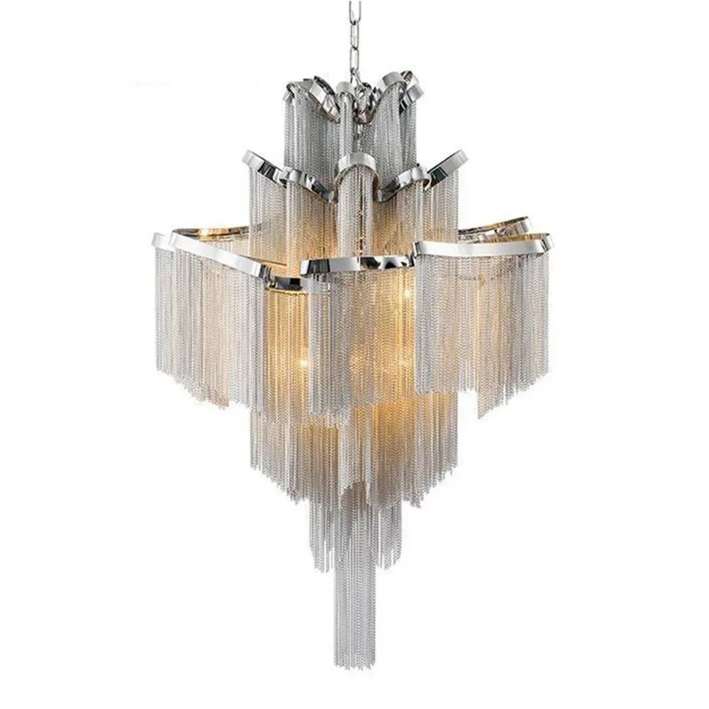 Italian Designed Luxury Tassel Pendant Light Suitable for Staircase Attic Villa Chandelier Indoor Glossy Lighting Hanging Lamp