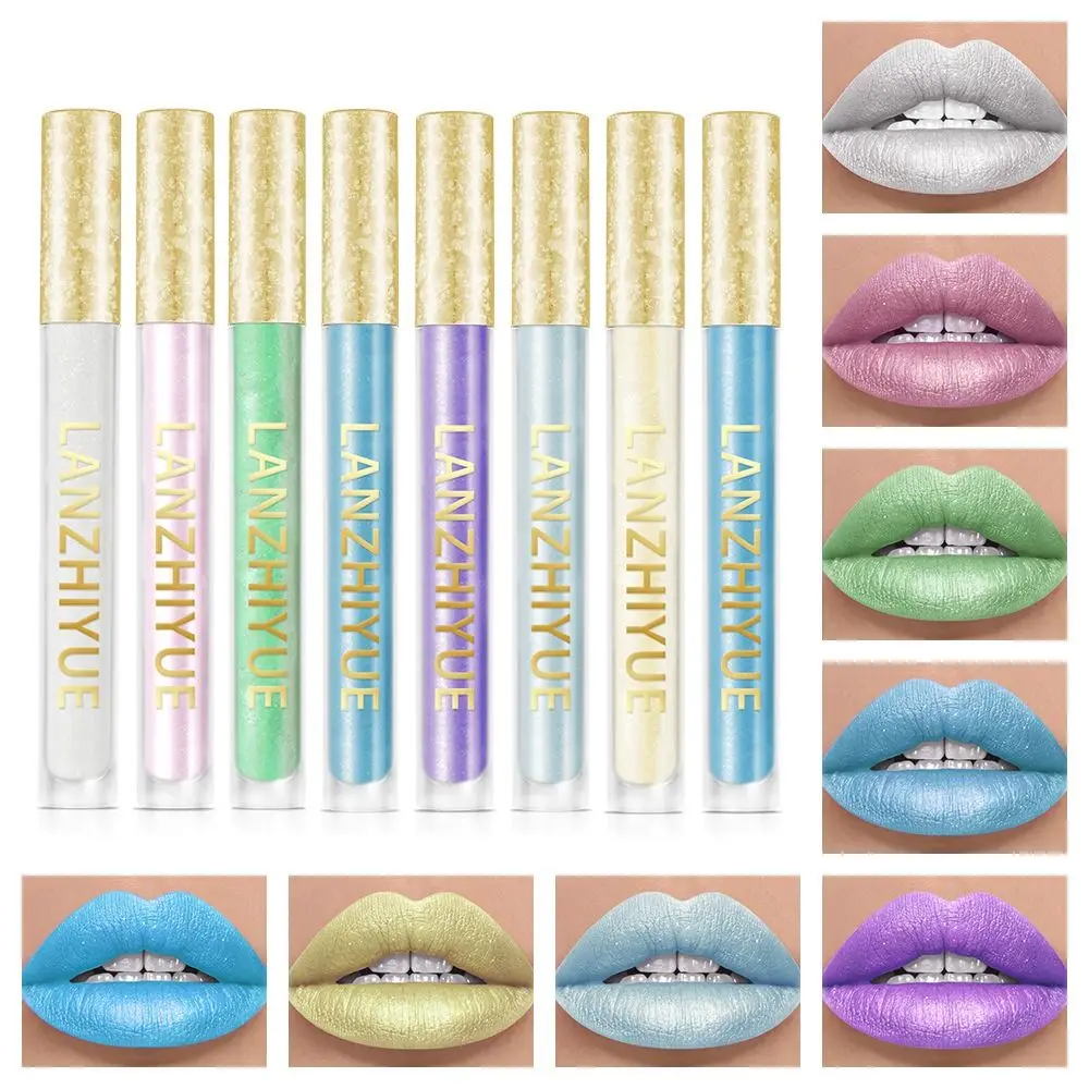 Double Use Metallic Liquid Lip gloss wasserdicht langlebige hoch pigmentierte schimmernde Gold Lippenstift nicht verblassen Lidschatten Frauen