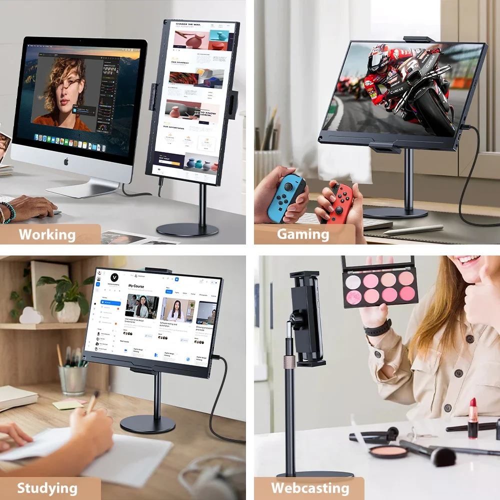 Drehbarer tragbarer Tablet-Monitorständer, höhenverstellbar, VESA-Monitor-Tablet-Halterung, freistehend, flache Tischhalterung für Geräte bis zu 17,3 Zoll. – Detail 8
